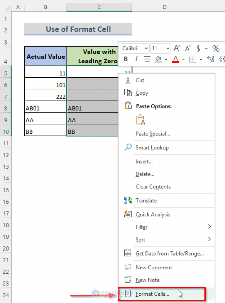 How To Add Leading Zeros In Excel Text Format 10 Ways Exceldemy 0622