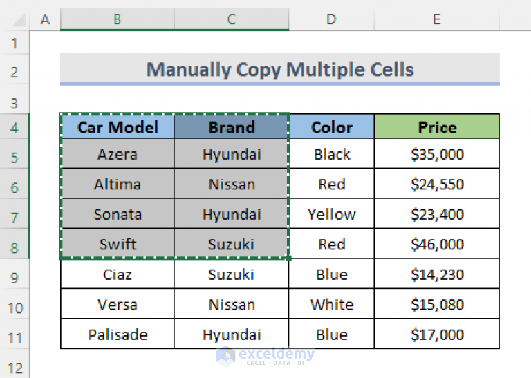 How To Copy Multiple Cells In Excel Into Another Sheet