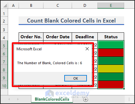 How to Count Blank Colored Cells in Excel (2 Methods) - ExcelDemy