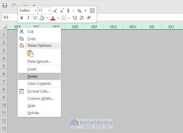 How To Delete Infinite Columns In Excel 4 Methods ExcelDemy