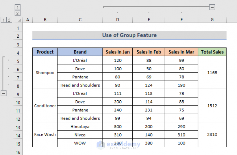 How to Group Cells in Excel (6 Different Ways) - ExcelDemy