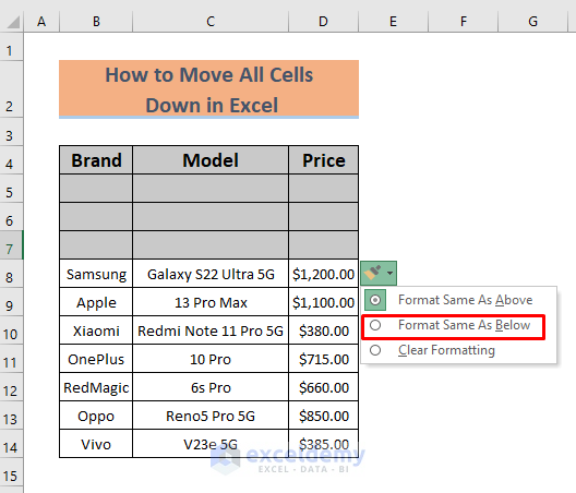 how-to-move-all-cells-down-in-excel-5-methods