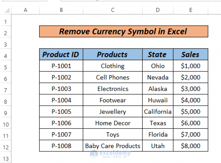 Formula To Remove Currency Symbol In Excel