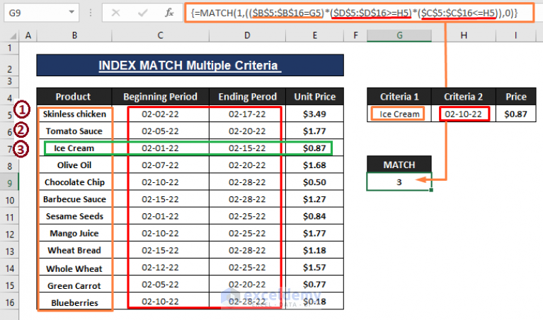 Excel Index Match Multiple Criteria Date Range