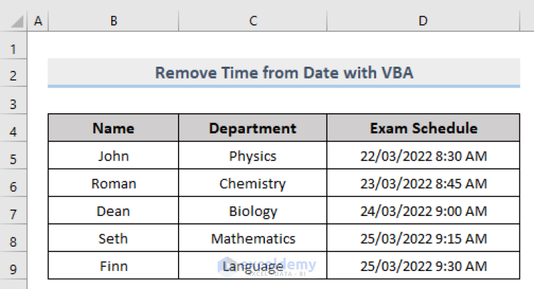 How To Remove Time From Date In Excel Vba