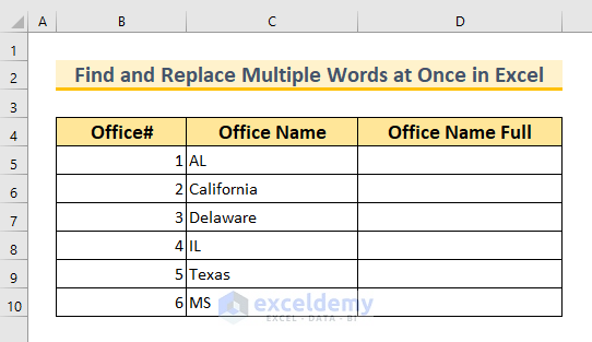 How To Find And Replace Multiple Words At Once In Excel 7 Methods 