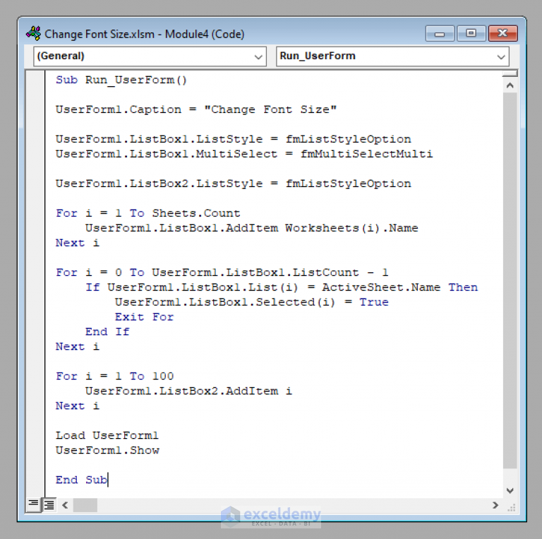 how-to-change-font-size-of-the-whole-sheet-with-excel-vba-exceldemy