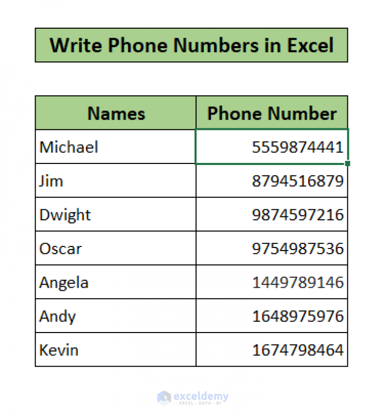 How To Write Phone Number In Excel