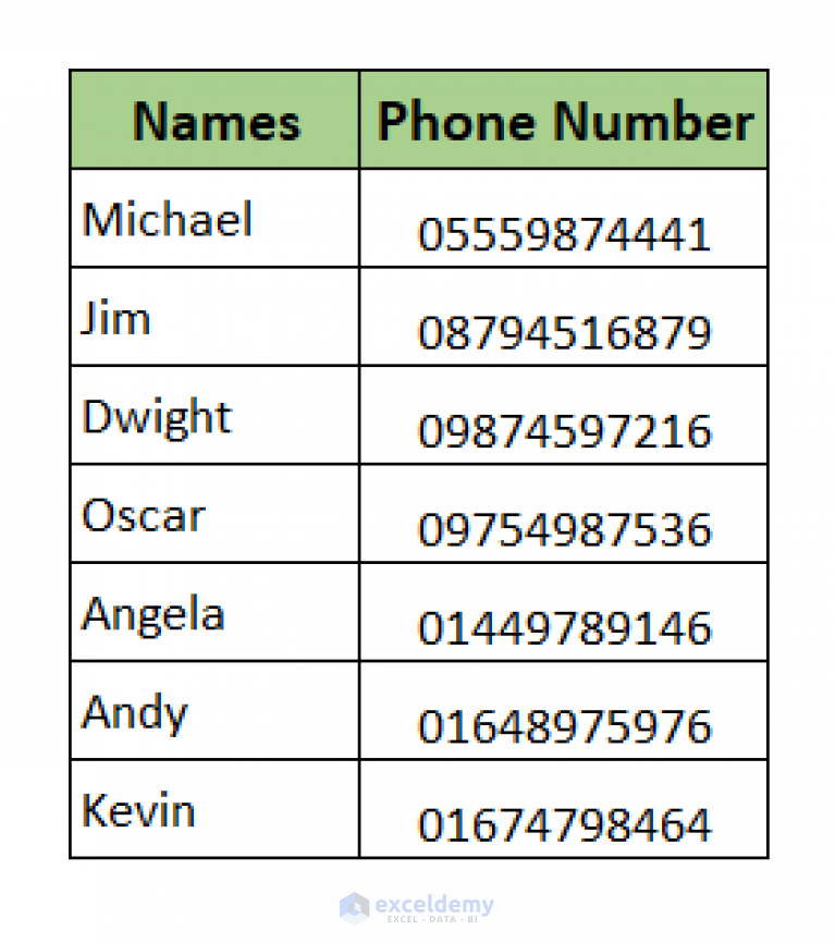 how to write phone number in excel cell