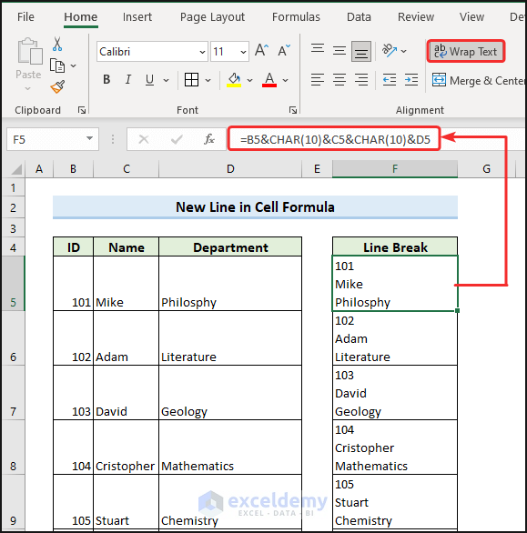 Excel New Line In Cell Formula Printable Forms Free Online