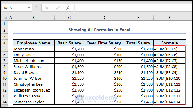 How to Show All Formulas in Excel (5 Easy Methods) - ExcelDemy