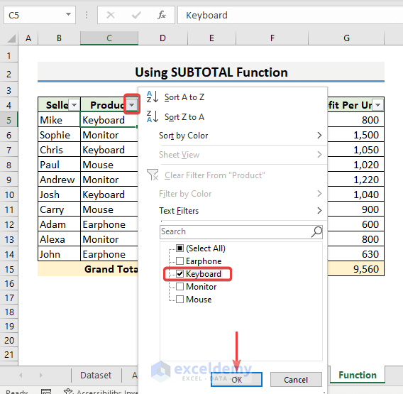 How To Add Subtotals In Excel 7 Easy Ways Exceldemy 8313