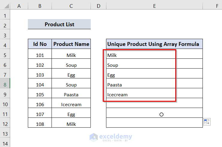 How To Extract Unique Items From A List In Excel 10 Methods 