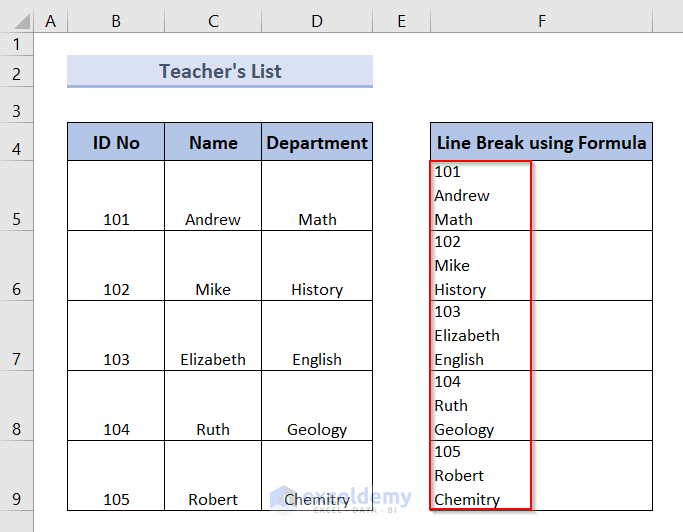 Excel Insert Line In Cell Formula