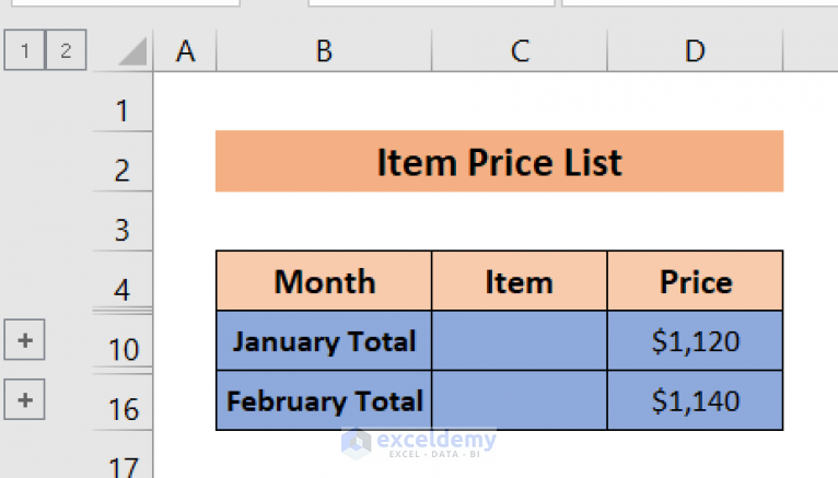 How To Create Collapsible Rows In Excel 4 Methods Exceldemy 8575