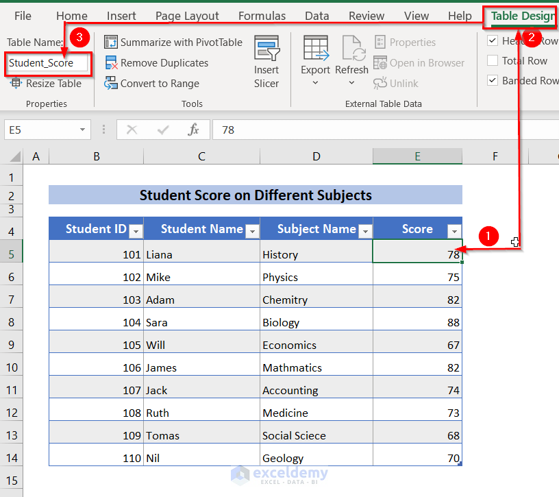 How To Rename Table Array In Excel