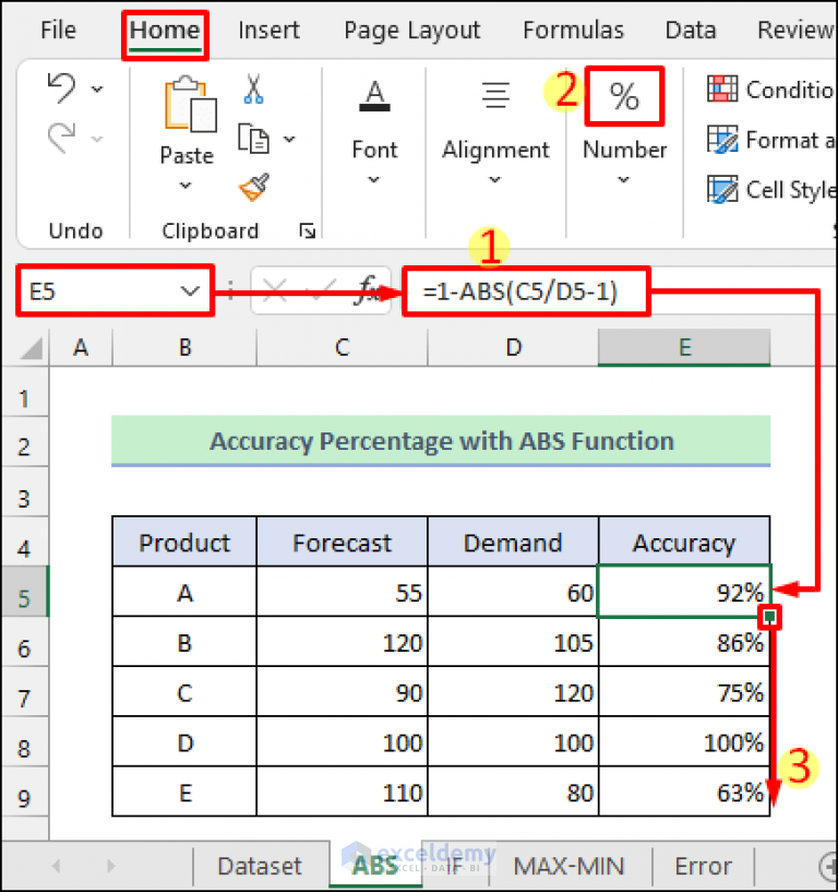 How to Calculate Accuracy Percentage in Excel (3 Methods) - ExcelDemy