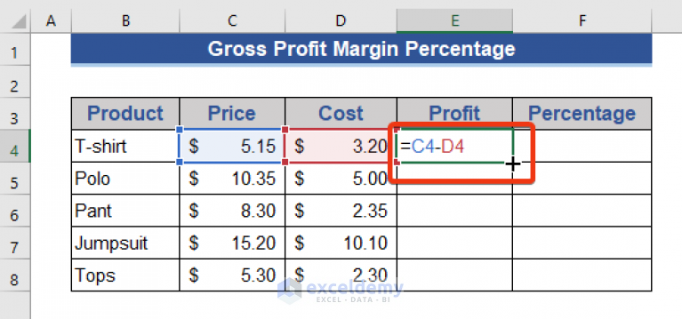 How To Calculate Profit Percentage In Excel 3 Methods Exceldemy 5274