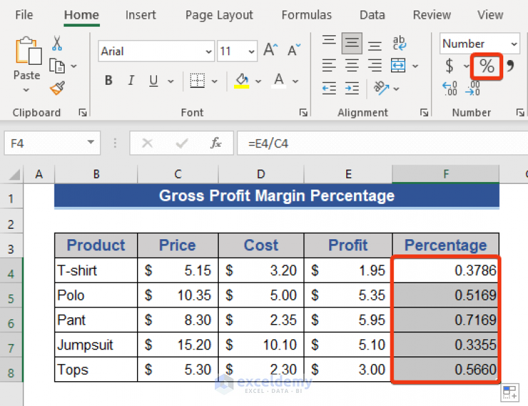 How To Calculate Profit Percentage In Excel (3 Methods) - Exceldemy