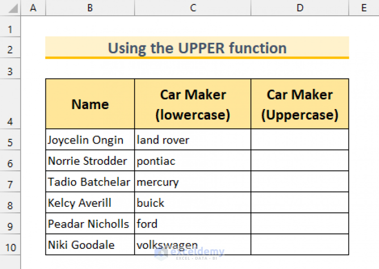 how-to-change-lowercase-to-uppercase-in-excel-6-methods