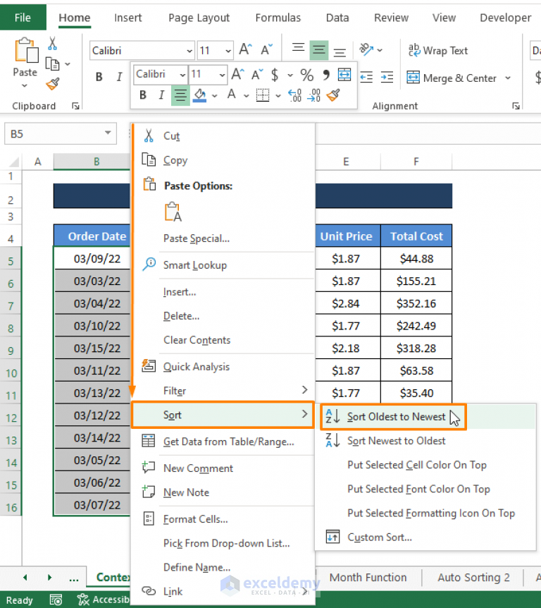 How to Sort Rows by Date in Excel (8 Methods) - ExcelDemy