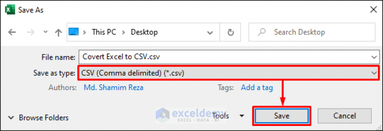 Convert Excel To Comma Delimited CSV File (2 Easy Ways) - ExcelDemy