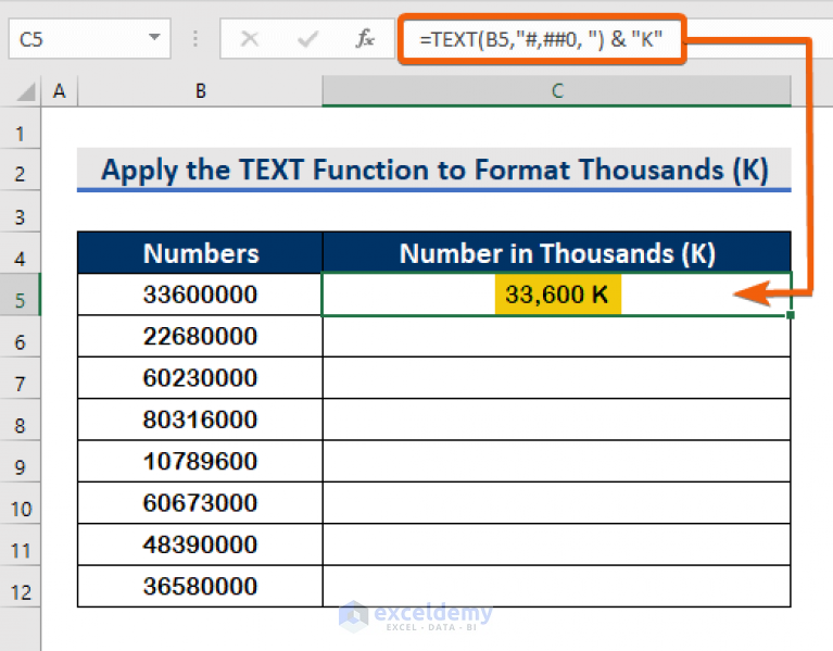 Excel Number Format Thousands K Dollars