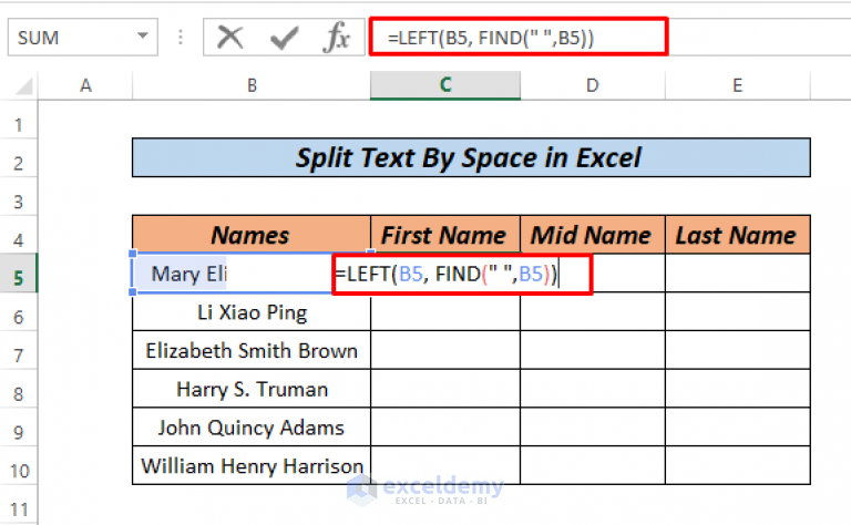 Split String Excel By Space Formula