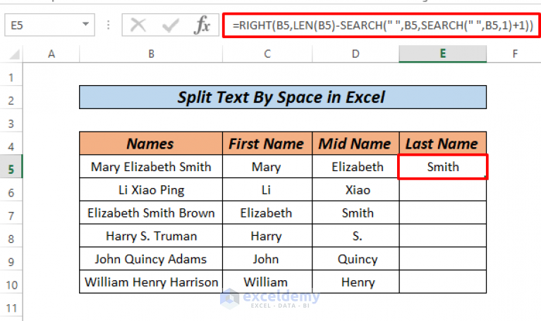 How To Split Text By Space With Formula In Excel 5 Ways Exceldemy 3792