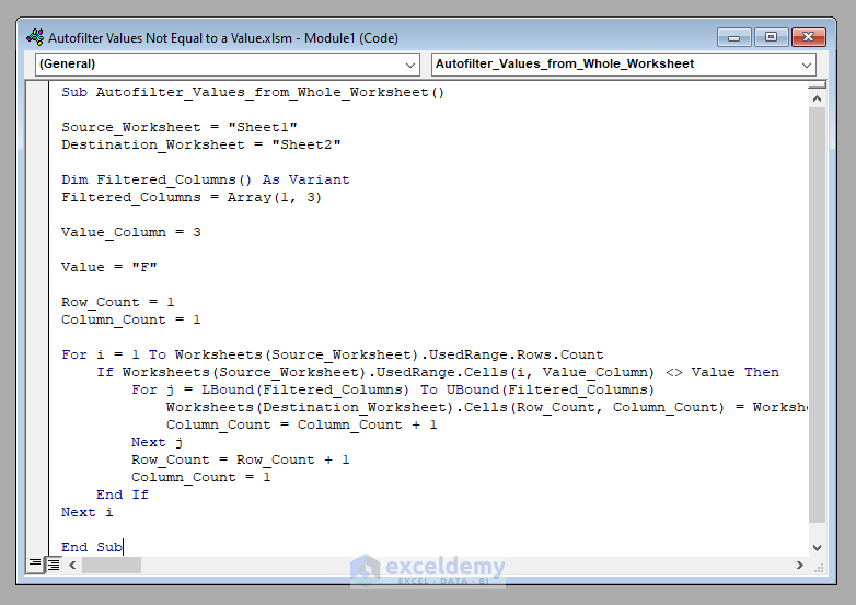 How To Autofilter Values Not Equal To A Certain Value With VBA In Excel