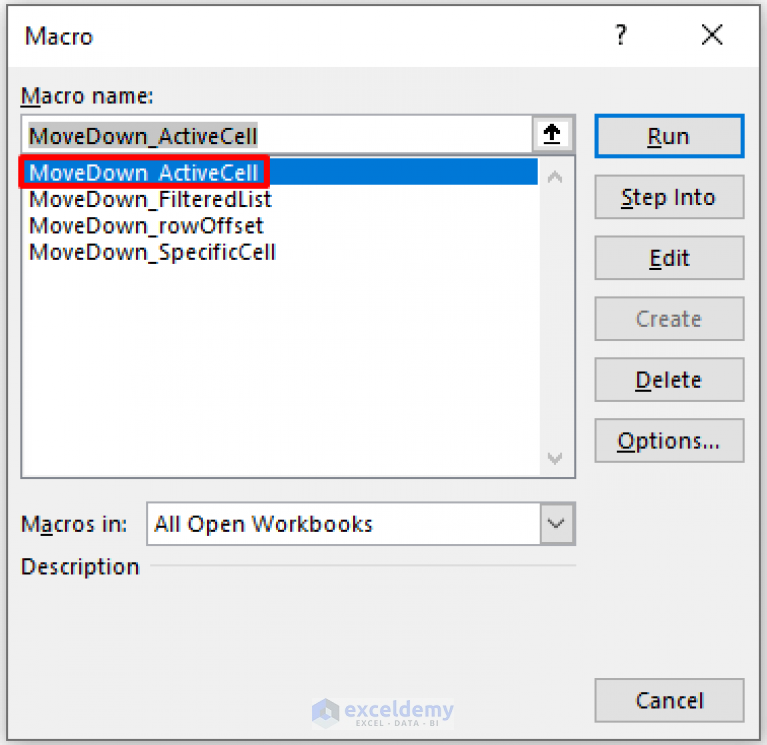 how-to-move-down-one-cell-using-excel-vba-with-4-useful-applications