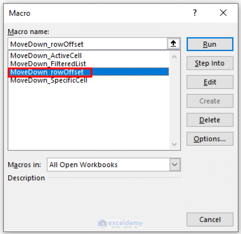 how-to-move-down-one-cell-using-excel-vba-with-4-useful-applications