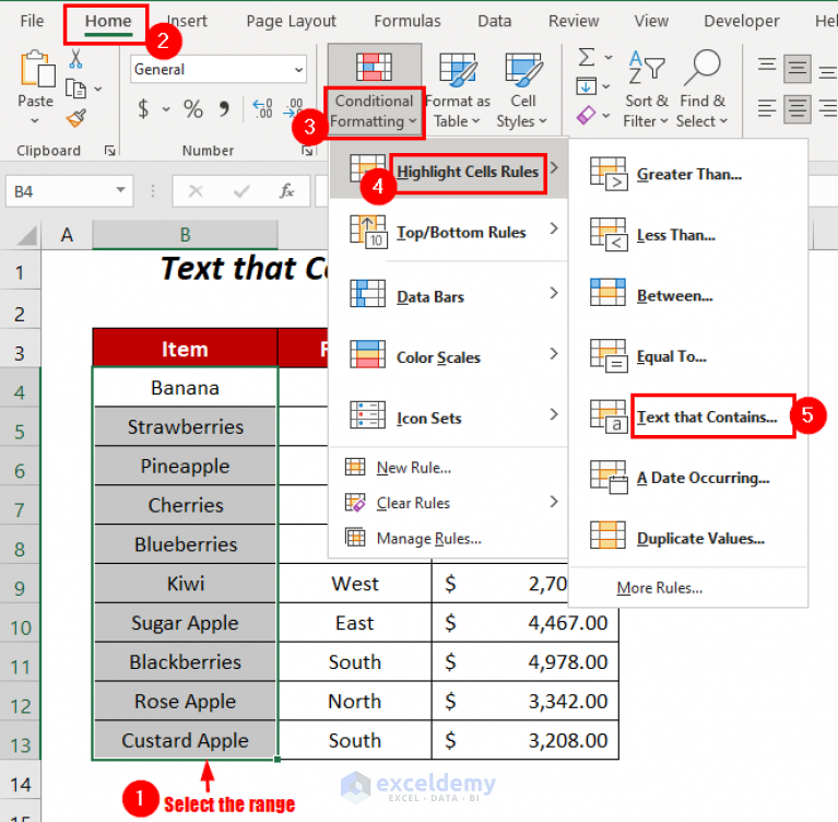 Conditional Formatting For Partial Text Match In Excel 9 Examples 3732