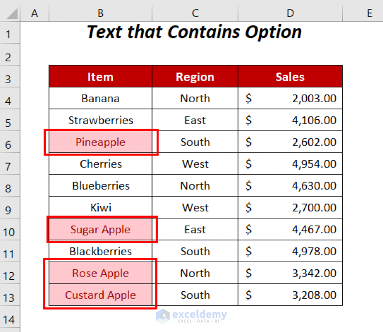 Conditional Formatting For Partial Text Match In Excel 9 Examples 6303