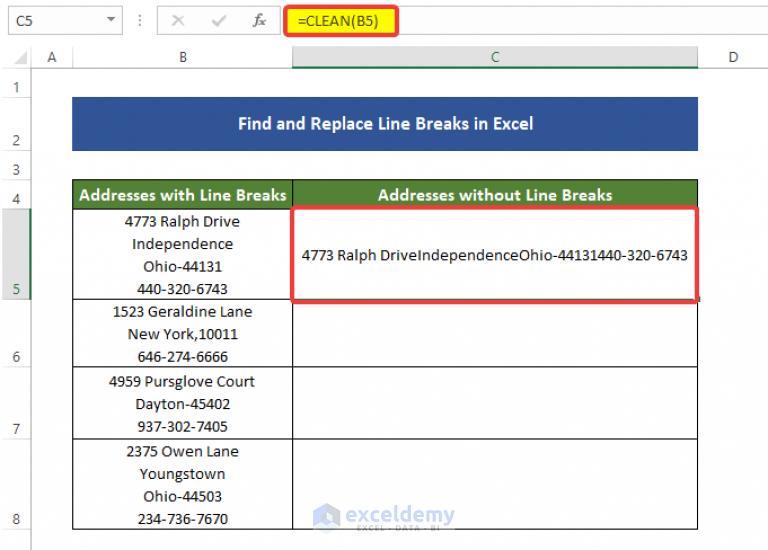 Find and Replace Line Breaks in Excel (6 Examples) ExcelDemy