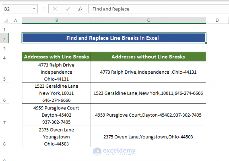 Replace Line Breaks In Excel Formula