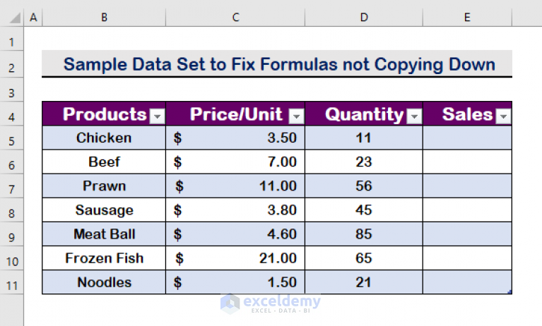 fix-formulas-not-copying-down-in-excel-table-3-solutions