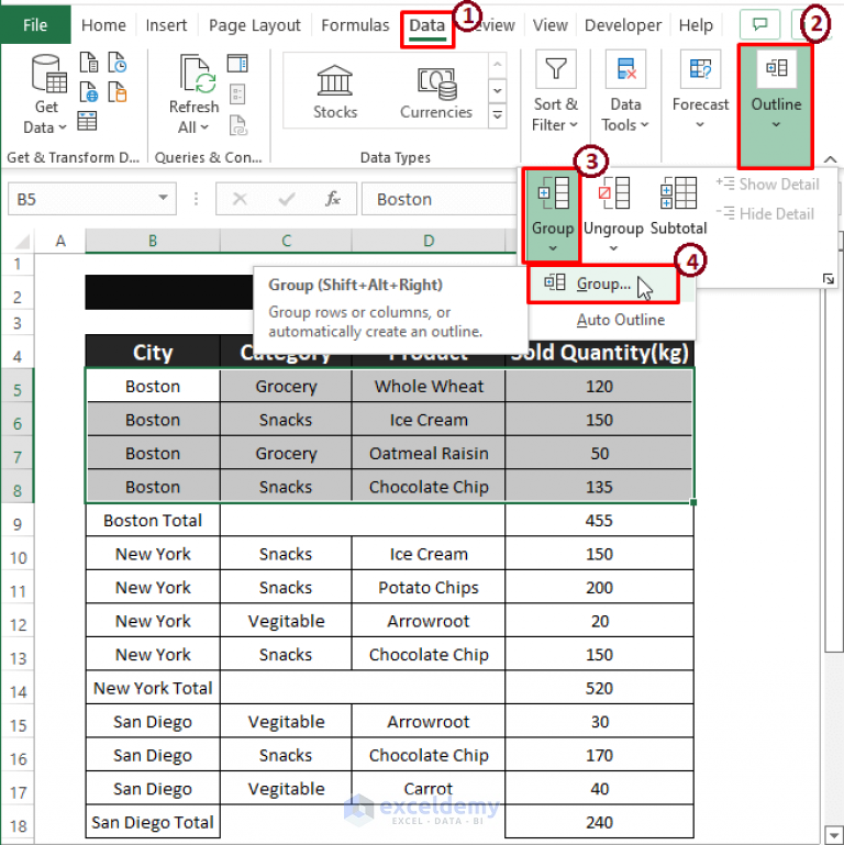 how-to-group-rows-with-same-value-in-excel-6-useful-ways