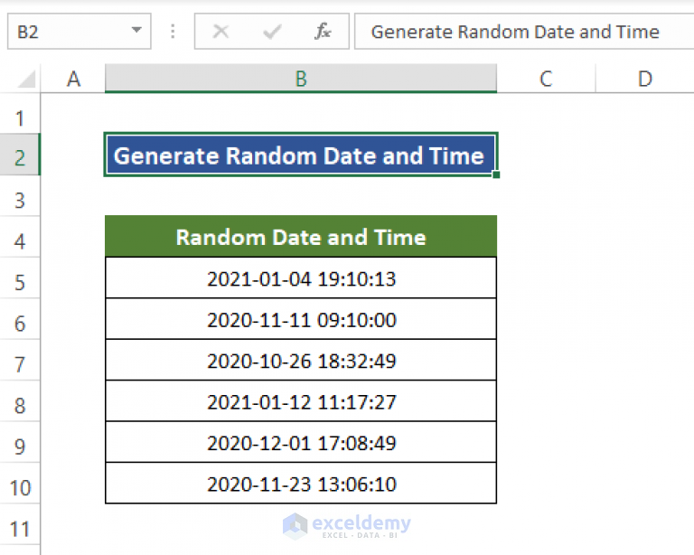 How to Generate Random Date and Time in Excel (3 Ways) - ExcelDemy