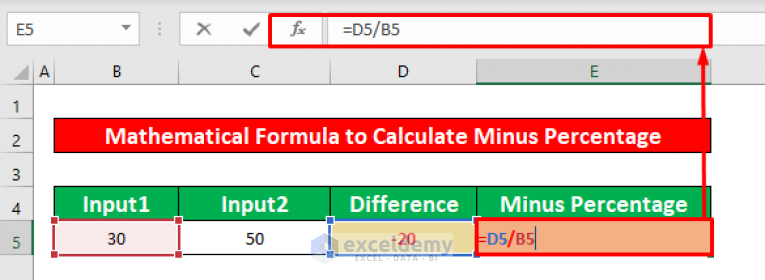 how to minus 5 percent in excel