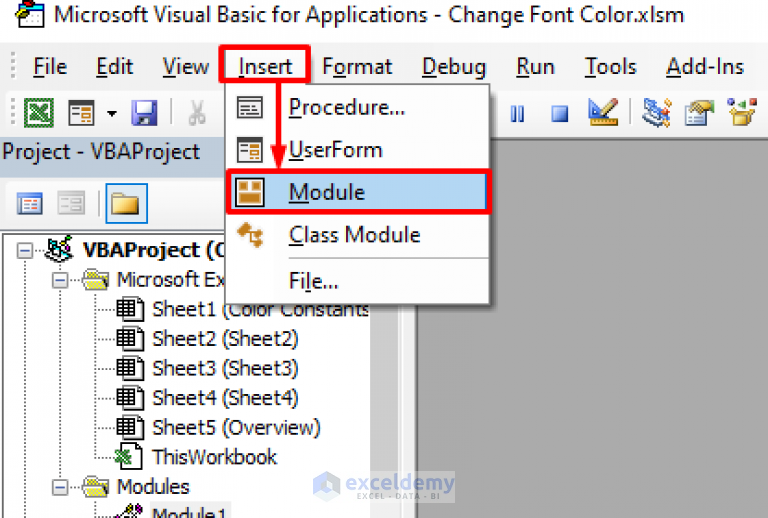 How to Use VBA Code to Change Font Color in Excel (3 Methods)