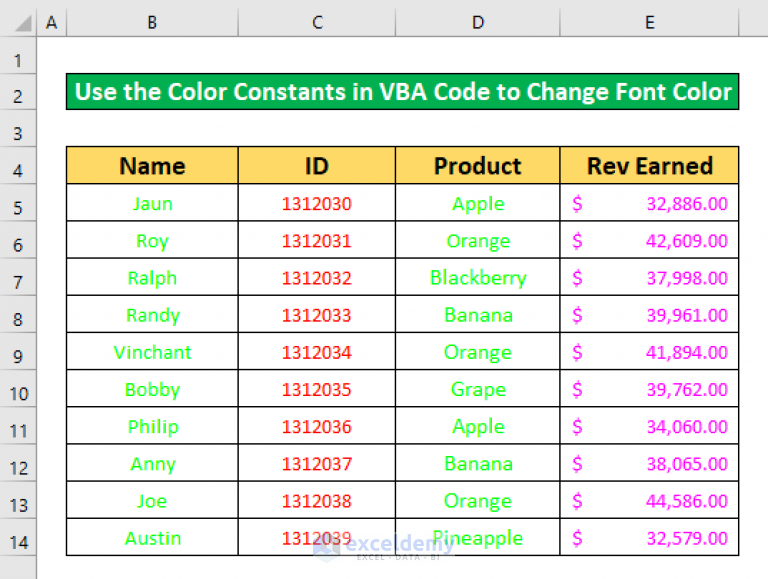 How to Use VBA Code to Change Font Color in Excel (3 Methods)