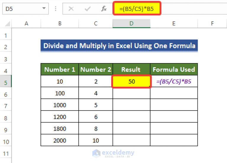 How to Divide and Multiply in One Excel Formula (4 Ways) - ExcelDemy