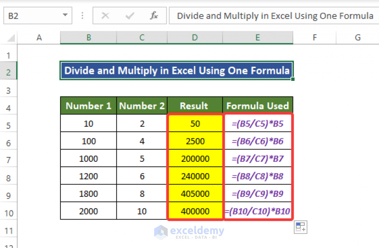 How To Divide And Multiply In One Excel Formula 4 Ways Exceldemy 1286