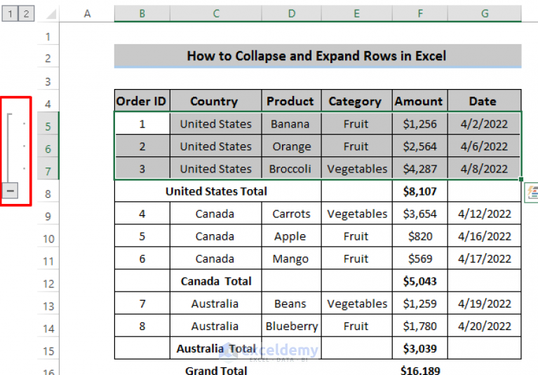 How To Expand And Collapse Rows In Excel (with Easy Steps)