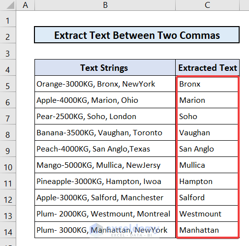How To Extract Text Between Two Commas In Excel 4439