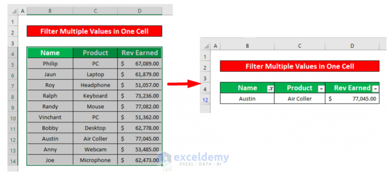 How To Filter Data For Multiple Values In Excel