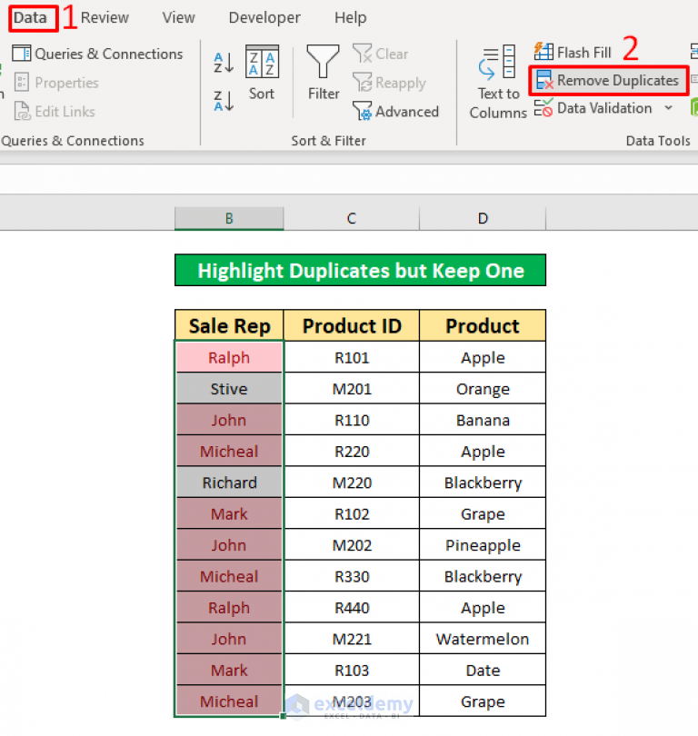 How To Highlight Duplicates But Keep One In Excel 4 Methods 6602