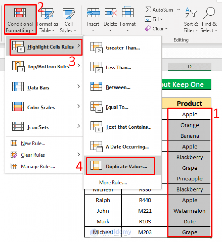 How To Highlight Duplicates But Keep One In Excel 4 Methods 4298