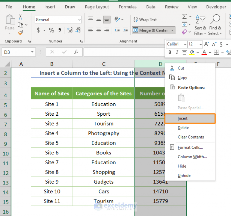 how-to-insert-a-column-to-the-left-in-excel-6-methods-exceldemy